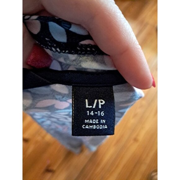 LANDS’ END Women’s Cardigan Sweater Sz Large (14-16) Multi Color Floral Spring - Picture 3 of 3